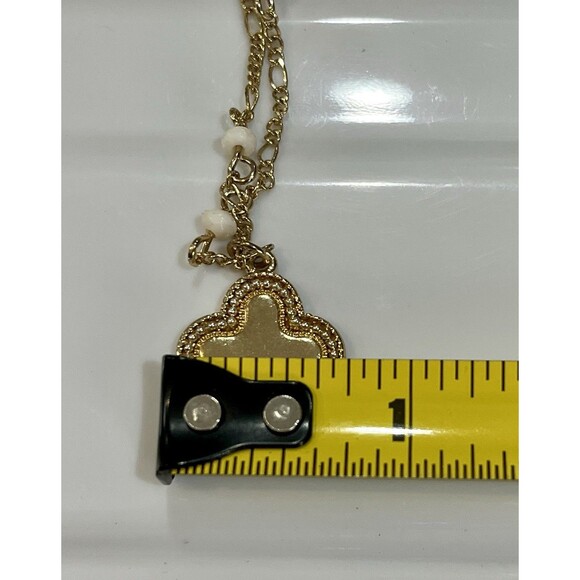 Gold Tone Clover Designer Inspired Necklace 14in ~ 17in - Picture 7 of 7